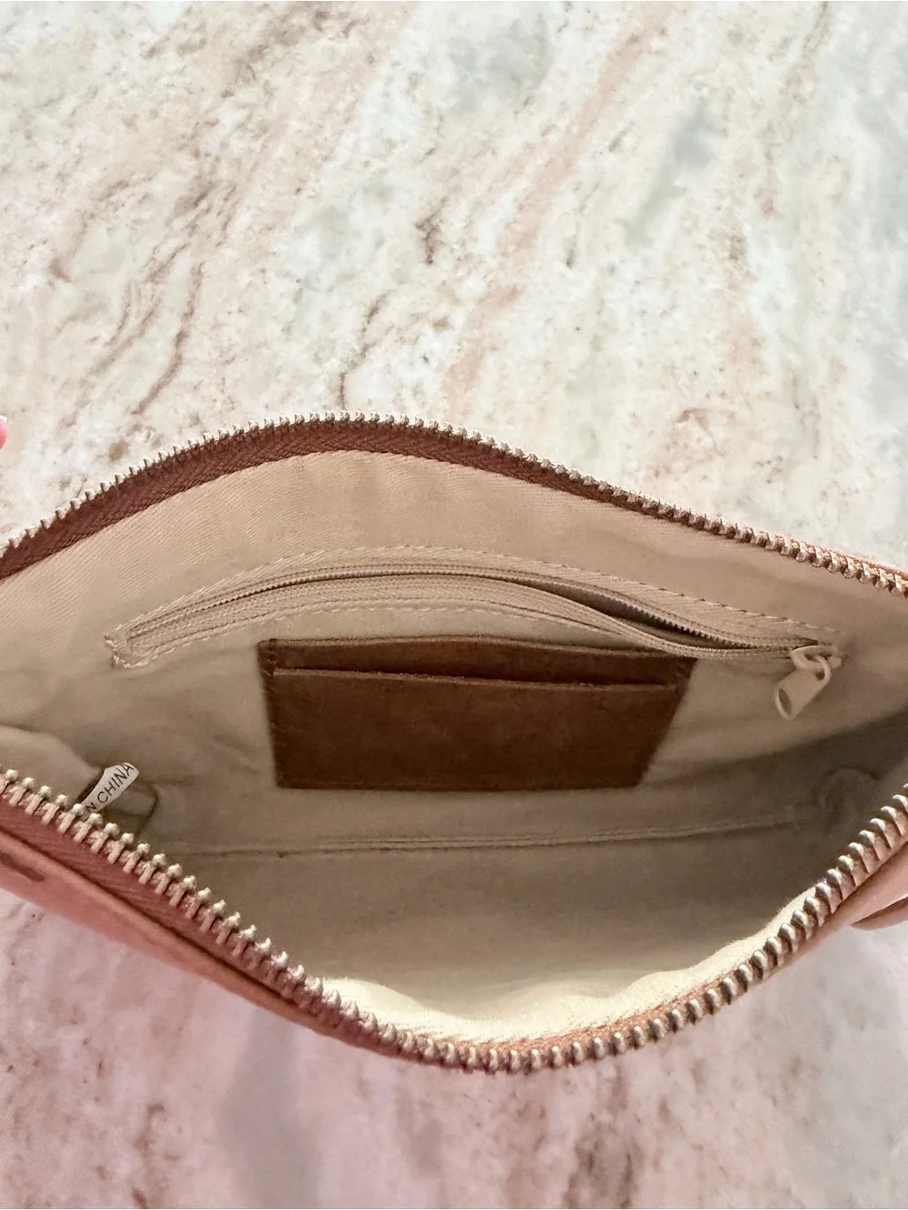 Hope & Future Leather Wristlet Clutch in Warm Tan 9” W x 5.5” H